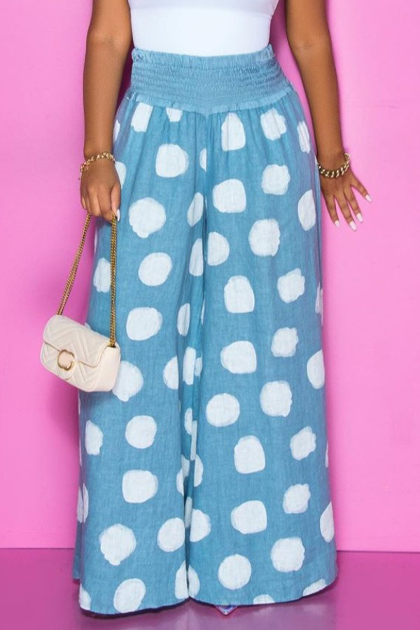 

lovely Casual Dot Print Blue Pants