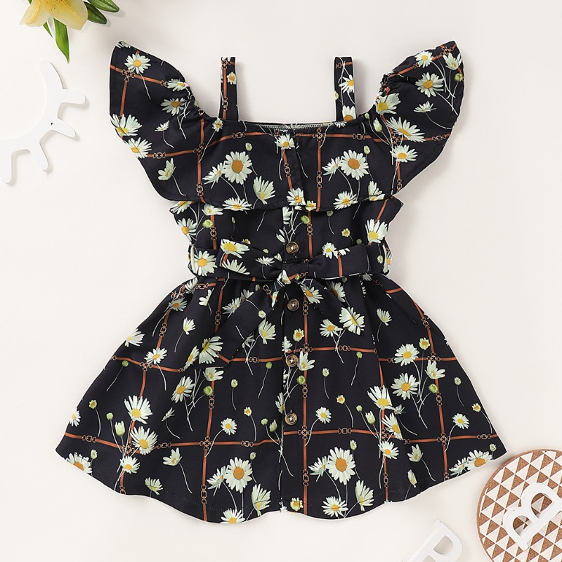 

lovely Trendy Floral Print Black Girl Knee Length Dress