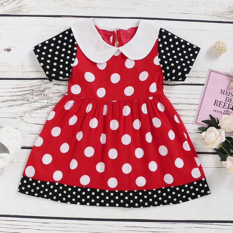 

lovely Sweet Dot Print Red Girl Knee Length Dress
