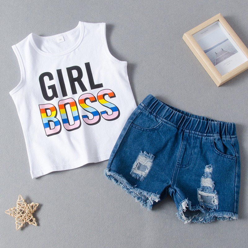 

lovely Casual Letter Print White Girl Two-piece Shorts Set