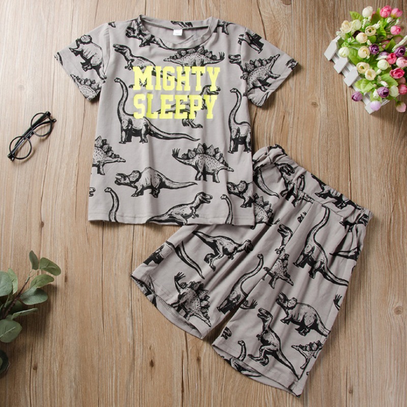 

lovely Leisure Print Grey Boy Two-piece Shorts Set