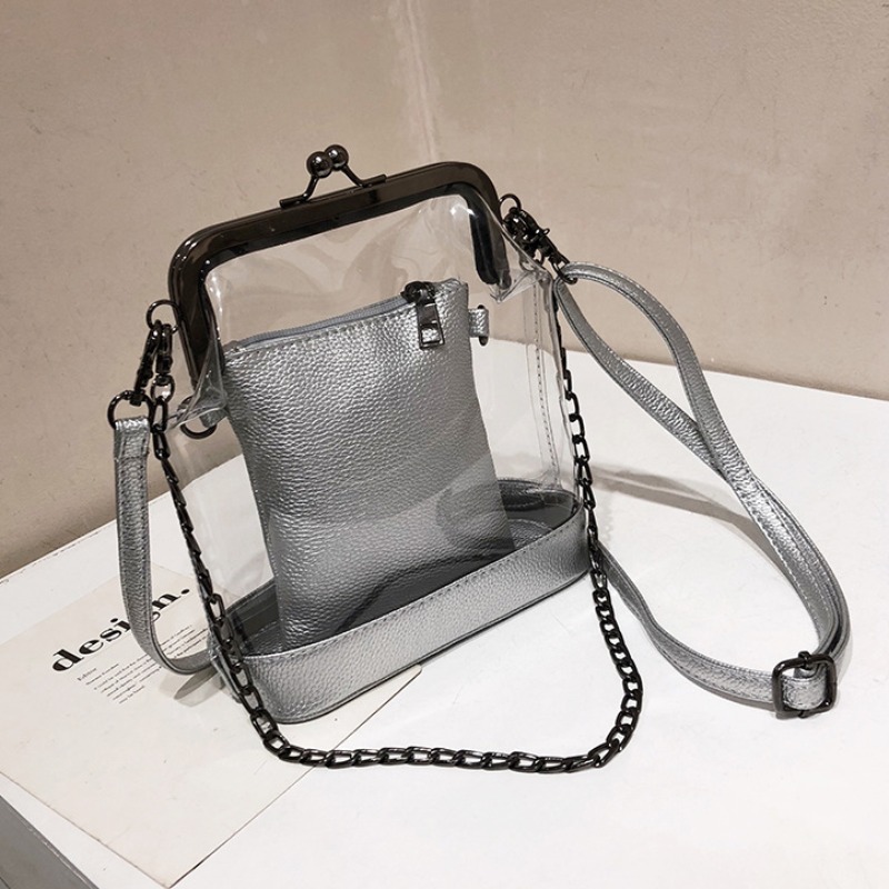 

lovely Chic See-through Silver Crossbody Bag