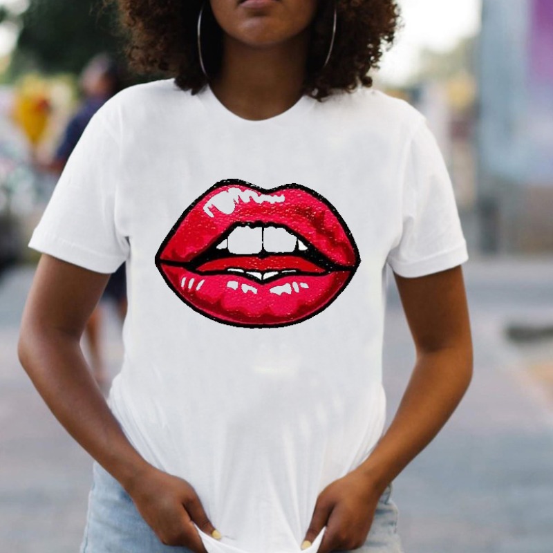 

lovely Casual Lip Print Red T-shirt