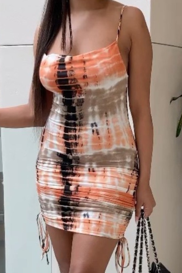

lovely Sexy Tie-dye Multicolor Knee Length Dress, Multi