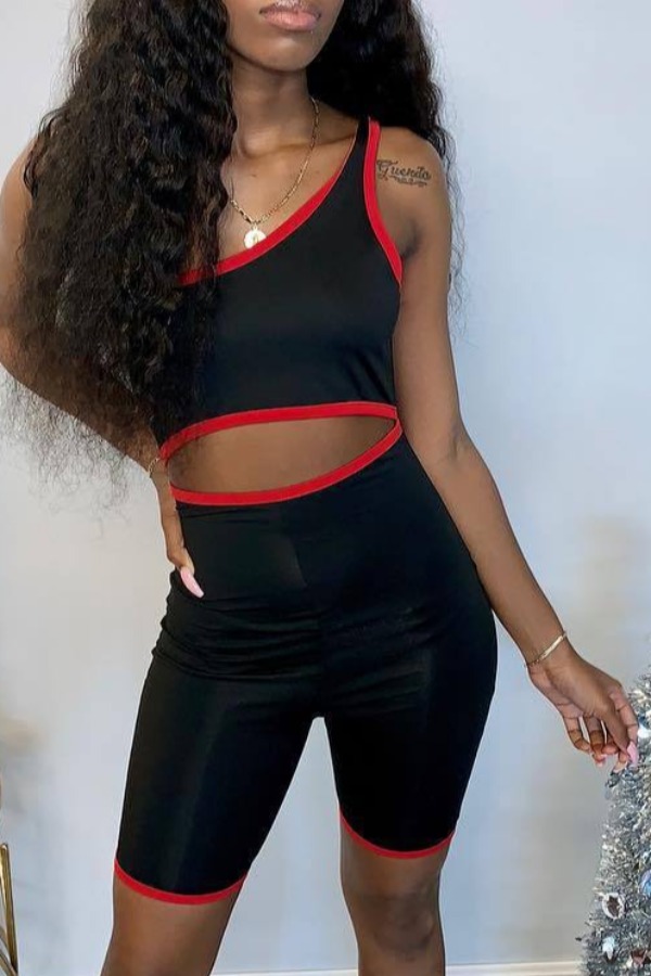 

lovely Casual Hollow-out Black One-piece Romper