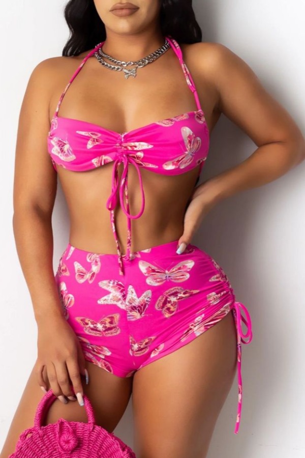 

lovely Print Pink Two-piece Swimsuit