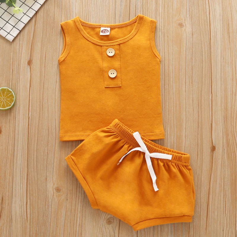 

lovely Casual Lace-up Yellow Boy Two-piece Shorts Set