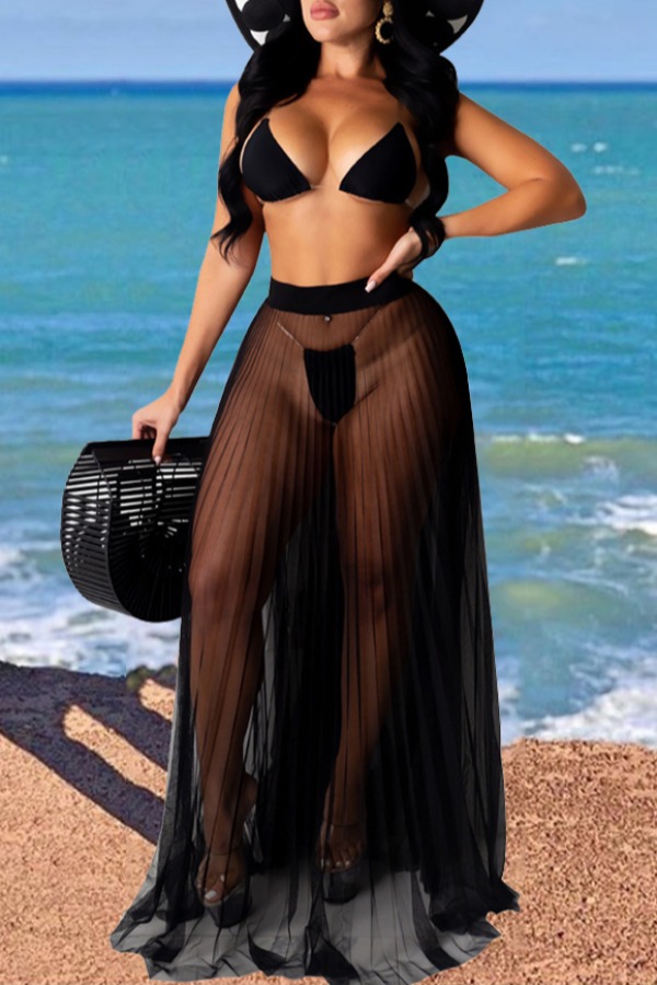 

Lovely See-through Black Three-piece Swimsuit