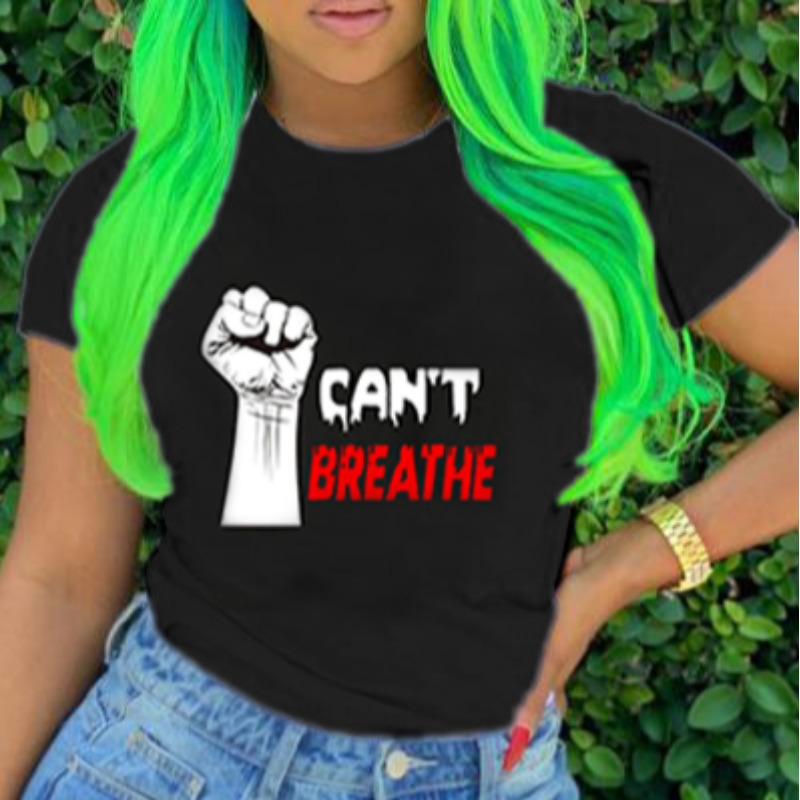 

Lovely Leisure O Neck Print Black T-shirt
