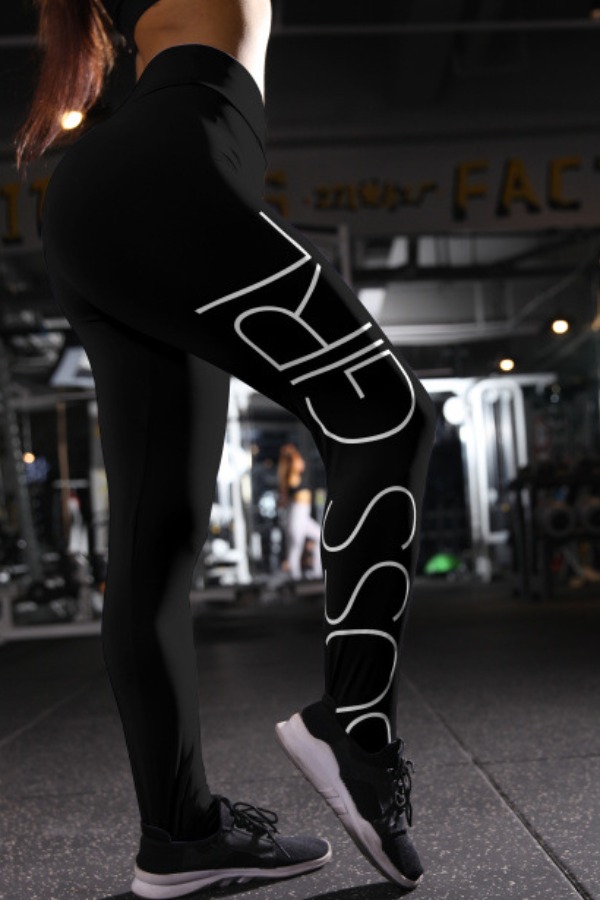 

lovely Sportswear Letter Print Black Pants