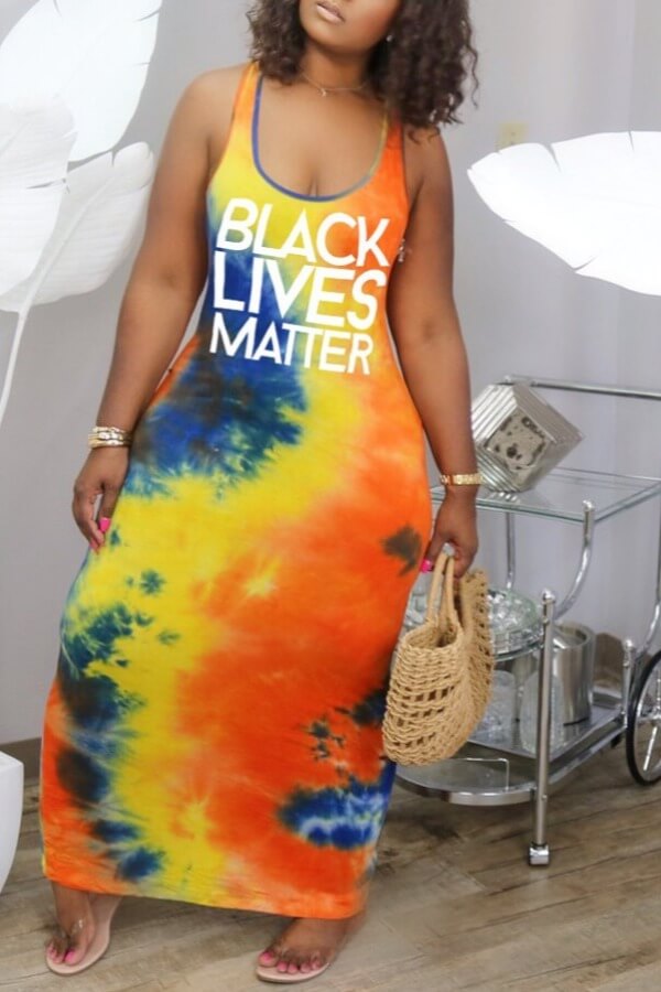 

Lovely Casual Letter Print Yellow Ankle Length Dress