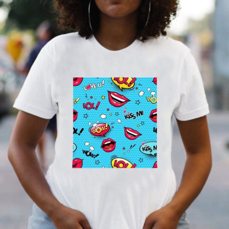 

lovely Leisure O Neck Print White Plus Size T-shirt
