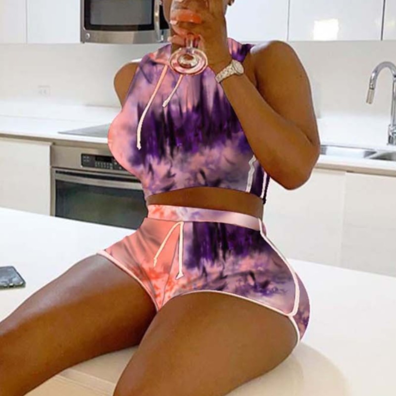 

Lovely Leisure Tie Dye Purple Two Piece Shorts Set