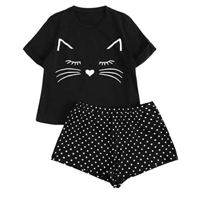 

lovely Casual Print Black Loungewear