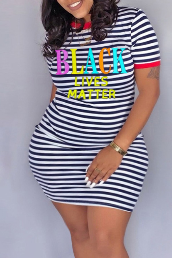 

lovely Leisure O Neck Striped Print Red Mini Dress