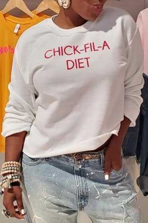 

lovely Casual Letter Print White Blouse