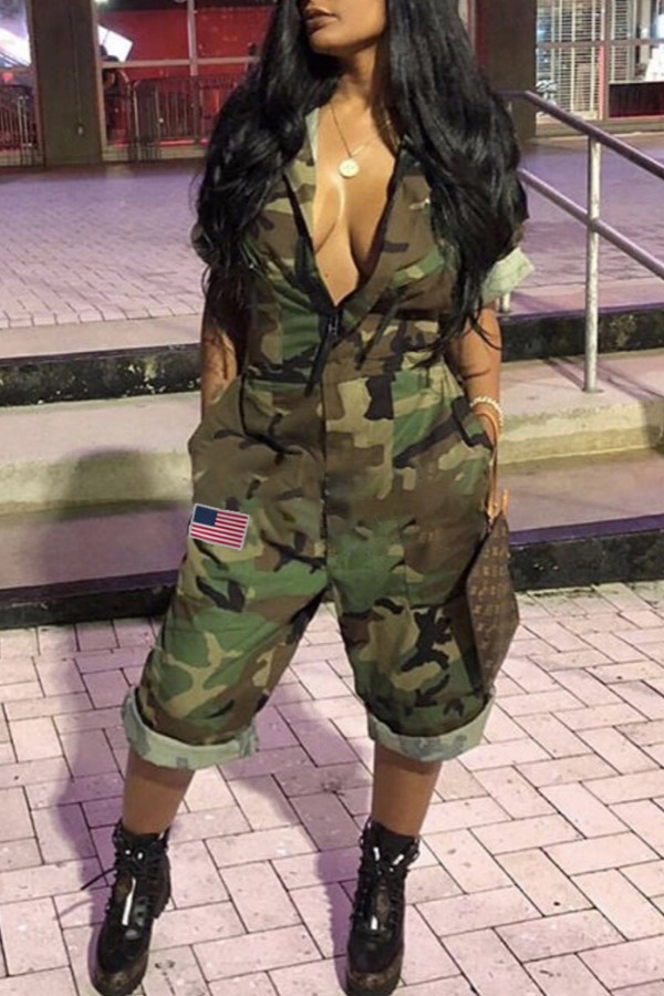 

lovely Trendy Camo Print Army Green One-piece Jumpsuit, Army green camouflag