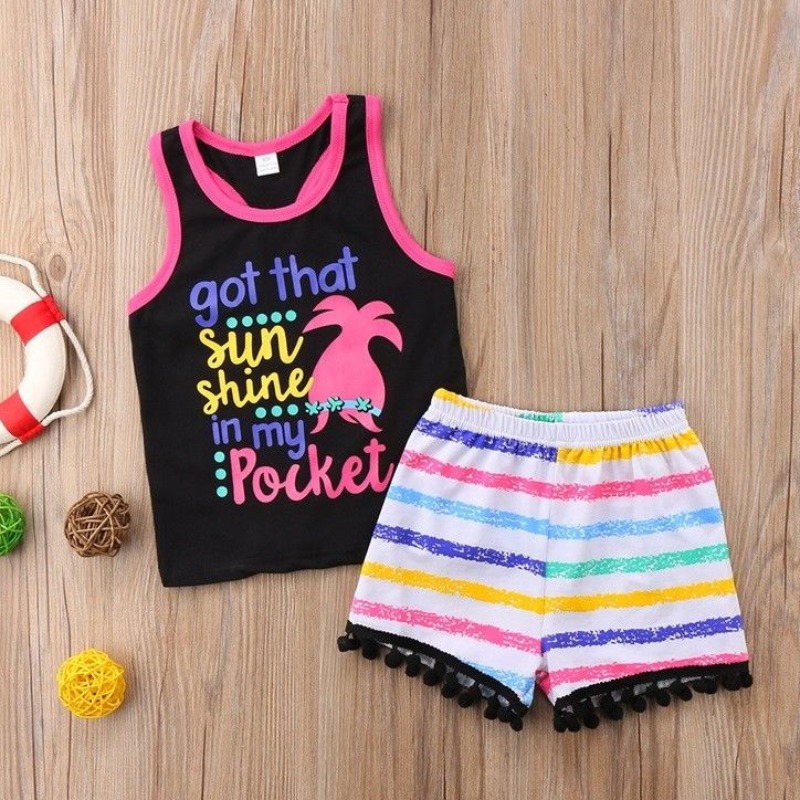 

lovely Casual Letter Print Black Girl Two-piece Shorts Set