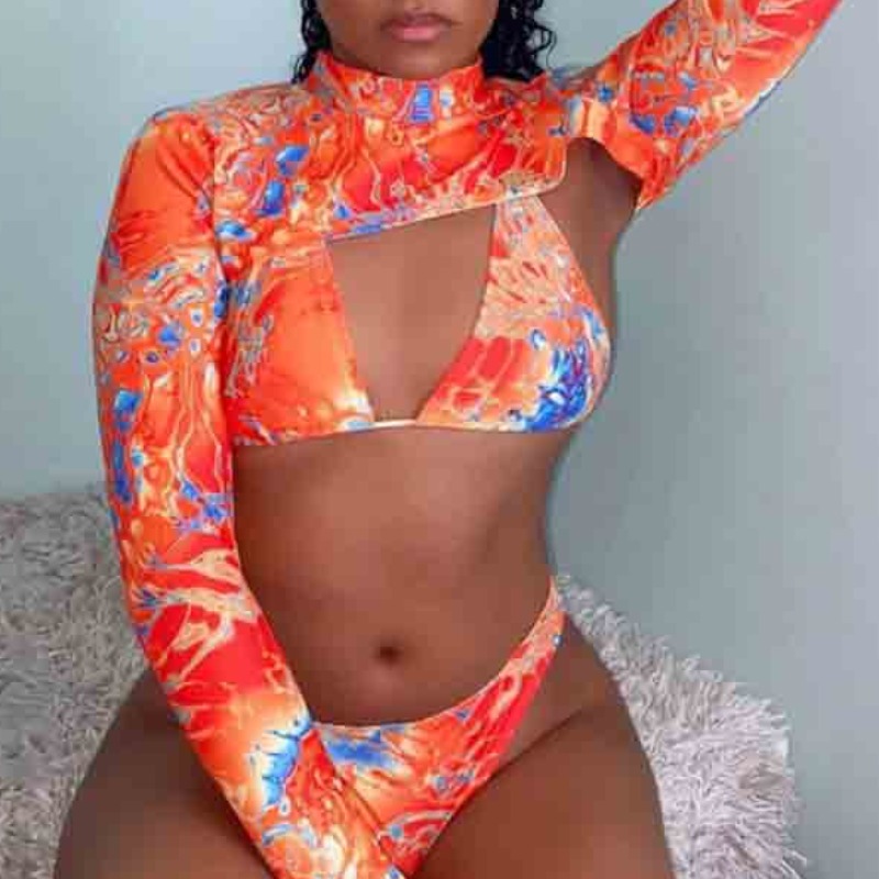 

lovely Tie-dye Jacinth Three-piece Swimsuit