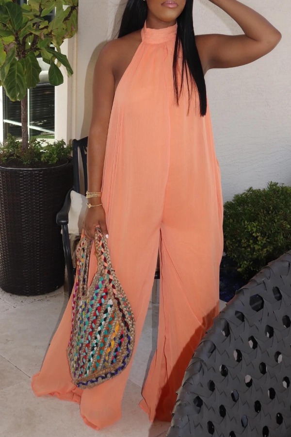 

lovely Leisure Loose Orange One-piece Jumpsuit