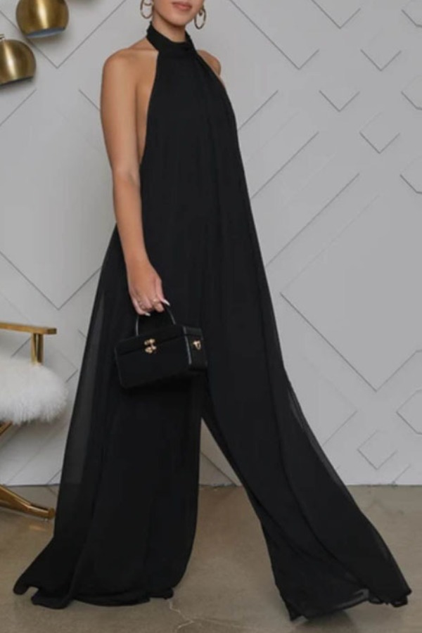 

lovely Stylish Backless Black One-piece Jumpsuit