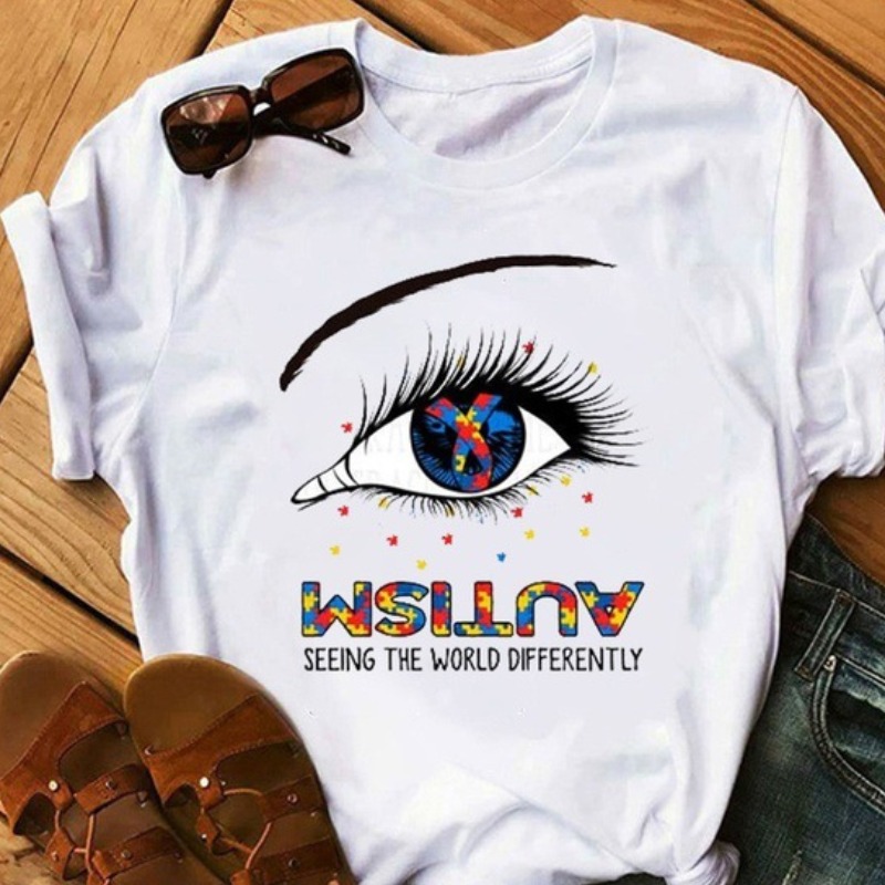 

lovely Leisure O Neck Print White T-shirt
