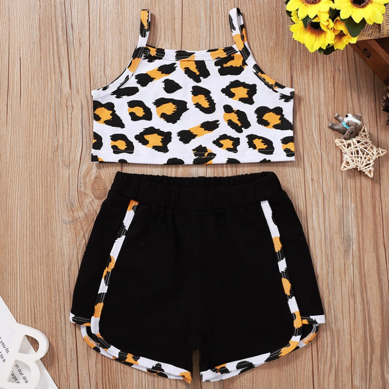 

lovely Trendy Print Yellow Girl Two-piece Shorts Set