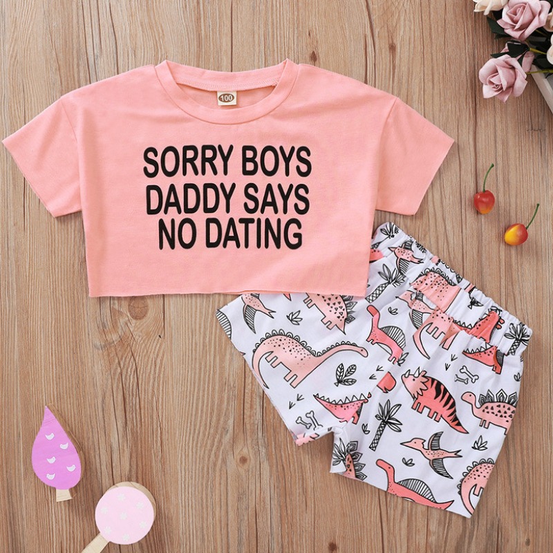

lovely Casual Letter Print Pink Girl Two-piece Shorts Set