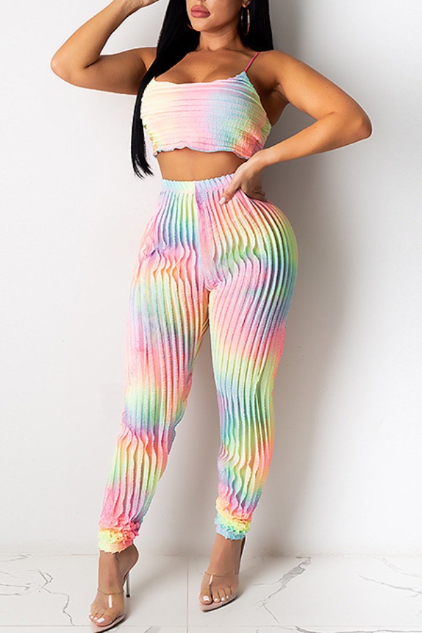 

Lovely Trendy Tie-dye Multicolor Two Piece Pants Set, Multi