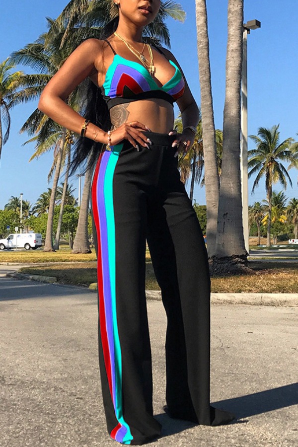 

lovely Patchwork Blue Two-piece Swimsuit