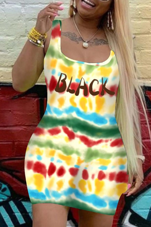 

lovely Casual Letter Print Yellow Mini Dress
