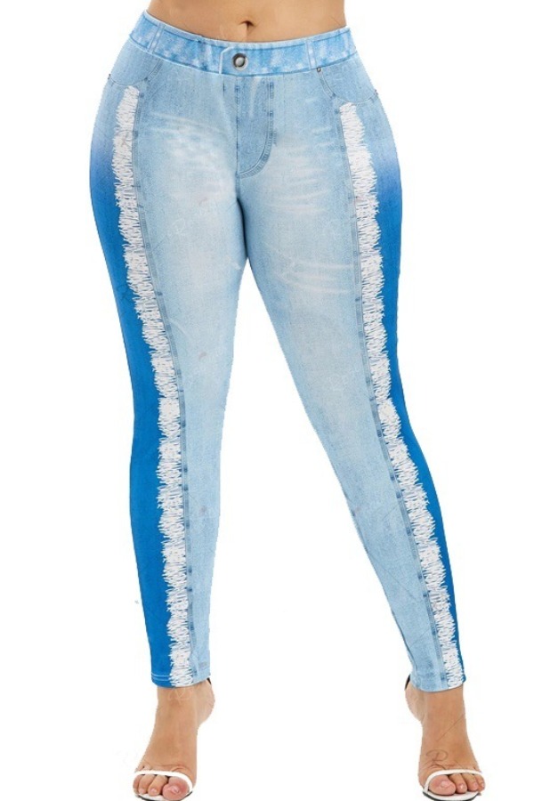 

lovely Sportswear Patchwork Blue Pants
