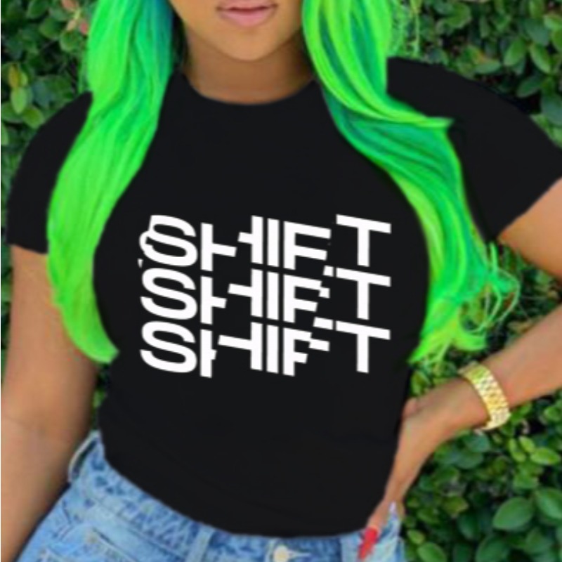 

lovely Casual O Neck Letter Black T-shirt