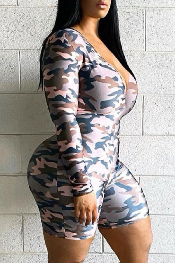 

lovely Stylish Camo Print Grey One-piece Romper, Gray camouflage