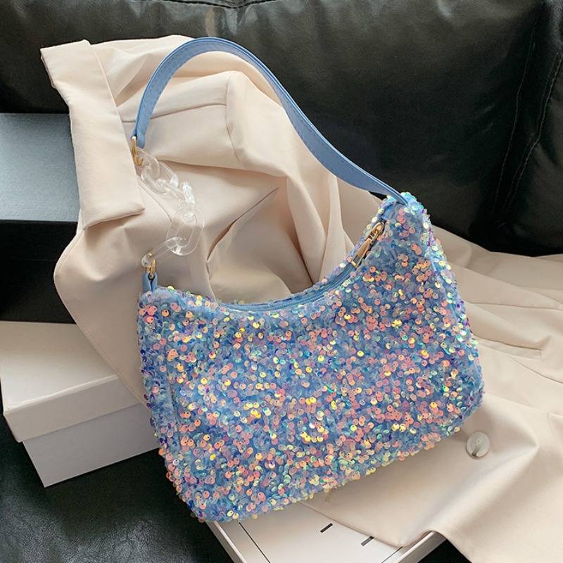 

lovely Stylish Sequined Blue Shoulder Bag