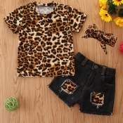 lovely Casual Leopard Print Patchwork Girl Two-pie