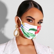 Lovely Casual Plants Print Cyan Face Mask