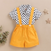 lovely Casual Dot Print Yellow Boy Two-piece Short