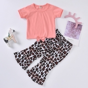 lovely Casual Print Pink Girl Two-piece Pants Set