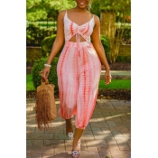 lovely Stylish Tie-dye Pink Two-piece Pants Set