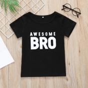 lovely Casual Letter Print Black Boy T-shirt