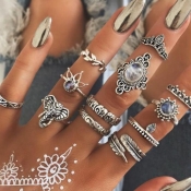 lovely Stylish 12-piece Silver Ring