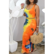 LW Trendy Tie Dye Croci Two Piece Skirt Set