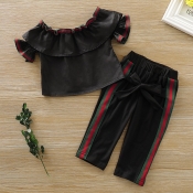 lovely Leisure Patchwork Black Girl Two-piece Pant