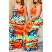 LW Plus Size Bohemian U Neck Print Croci Maxi Dres