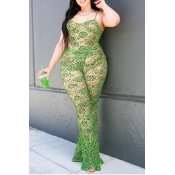 lovely Sexy See-through Green Plus Size One-piece 