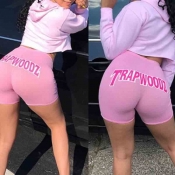 Lovely Casual Letter Pink Shorts