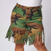 lovely Street Camo Print Tassel Design Plus Size S