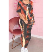 Lovely Leisure Tie-dye Black Two-piece Pants Set