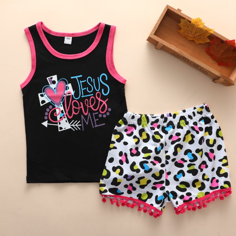 

lovely Casual Print Black Girl Two-piece Shorts Set